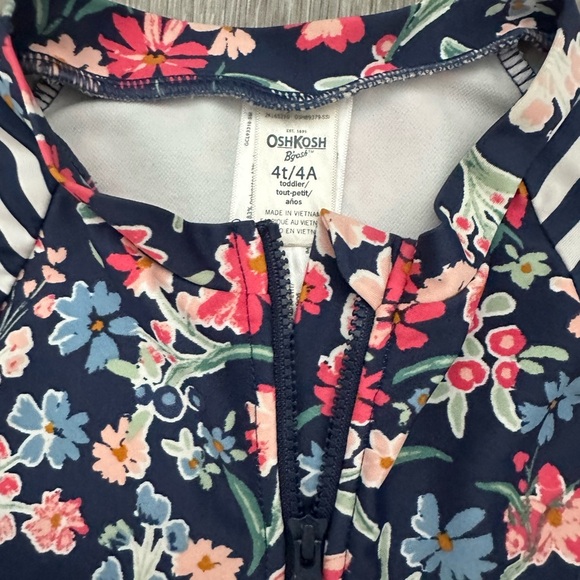 OshKosh B'gosh Navy Floral Zip Swimsuit - Picture 3 of 5